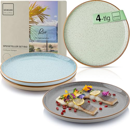 Sänger Rio | Teller für 4 Personen aus Steingut, Dinner Set kratz- mikrowellen- spülmaschinenfest, Essgeschirr Plate bunt | VALUE COLLECTION