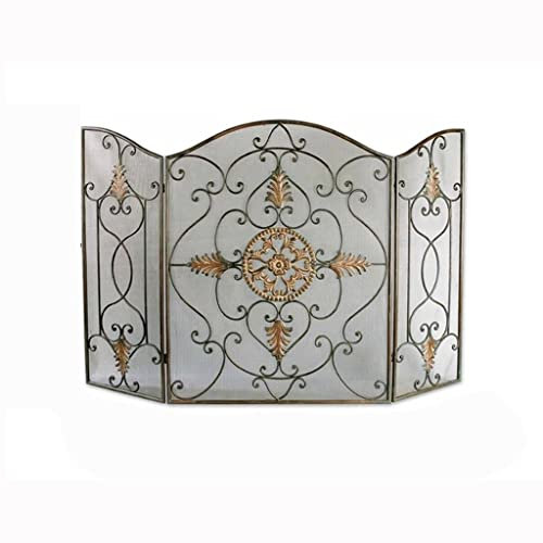 NSTVVEE Porte per camini Parascintille Parascintille Parascintille Parascintille a 3 Pannelli Griglia in Metallo Nero Decora la casa Accessori per camini Interni Strumenti per caminetto (O