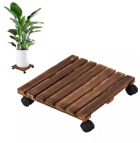 Agashi Carrello Portapiante in Legno con Ruote, Carrello Portafiori Rotante per Piante da Giardino con Ruote, Vassoi Di Avviamento per Piante, Carrelli Portapiante per Interni All'Aperto/40 * 70Cm