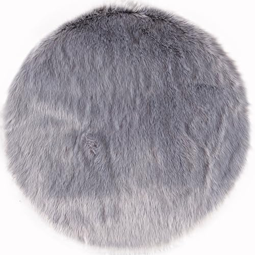 SPeesy Schaffell Lammfell Imitat, Fell Rund, Fellteppich Rund, Kunstfell Teppich - Fell Sitzkissen Stuhlkissen Rund, Fell für Stühle, Kunstfell Stuhlauflage(#3,40cm/16in)