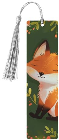 Niedliche Lesezeichen mit Fuchs-Blumen-Motiv, exquisite Holz-Lesezeichen für Frauen, ideales Geschenk für Buchliebhaber, Grau