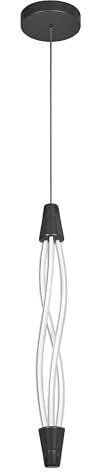 LECVANCE Decor Swirl Pendelleuchte Vert aus geschwungenem Polycarbonat mit LED und Filament-Design, 18 W, 1800 lm, 3000 K, 830 warmweiß, Click dimmbar, dunkelgrau, Kunststoff (PC), 15 mm, IP20