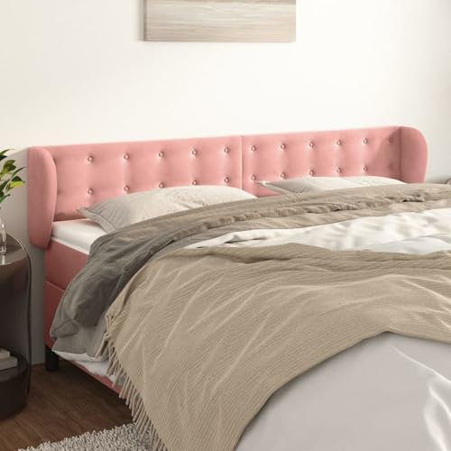 Sufrk Kopfteil mit Ohren Bett Kopfteil Kopfenden Bed Headboard Bettkopfteil Kopfteil Rosa 203x23x78/88 cm Samt - 3117649