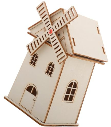 JOINPAYA Selbstgemacht Solar Windmühle Aus Holz Unvollendetes Bastelspielzeug Für Kinder Solarbetriebenes Windmühlenhaus Modell Für Wissenschaftsexperimente Und Dekoration Zu Hause