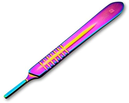 VIVA INSTRUMENTS Premium Surgical Scalpel Blades Handle Set No 3,4,7 and 9 Beaver Blade Holders Precision Crafted for Medical Surgical and Crafting Use Durable Sterilization (Titanium RANINBOW, No.3)