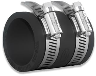 eco-filtration Fernco 2 Flexible Straight Connector (63 mm to 50 mm) - Heavy-Duty EPDM Rubber Pipe Coupling with Stainless Steel Clamps - Leak-Proof, Reusable & Easy Installation