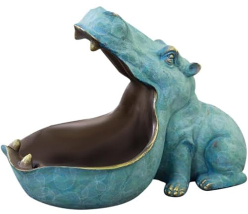 Muzrunq Hippo Candy Dish, Large Mouth Resin Hippo Funny Candy Dish, Multi-Functional Decorative Bowl for Remote Controls, Keys, Cell Phones, Watches and Candies