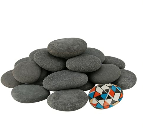 JIEHIN 30 Stück Flache Steine zum Bemalen, 5-8cm Glatte Kieselsteine zum Bemalen, Flach Steine Dekosteine Naturstein Flussstein für Mandala, Aquarien, Kunsthandwerk, Zen Garten Dekoration