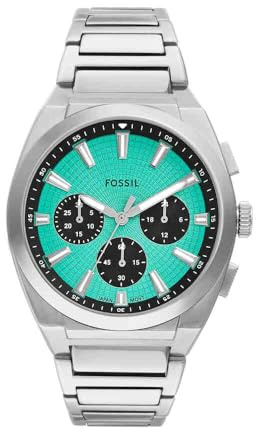 Fossil Orologio Everett da uomo, Movimento cronografo al quarzo con cinturino in acciaio inossidabile o in pelle