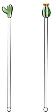 Ichendorf Milano - Juego de 2 batidoras de cactus verde y flor ámbar, colección Desert Plants, H 20 cm, vidrio borosilicato, hecho a mano