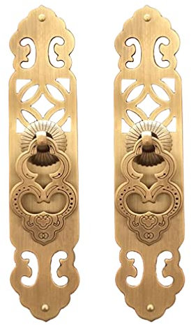 EUXHTYWP 2 pezzi di maniglie in ottone anticato for cassetti, armadi, librerie, ante e finestre, con piastra dritta