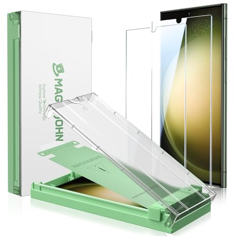 MAGIC JOHN 2 Stück für Samsung Galaxy S23 Ultra Flexibler PET für Bildschirmschutz (6,8 Zoll), Auto-Dust-Eliminierung, 7H, [Fingerabdruck ID Kompatibel] [HD Klar], Bläschenfrei Installation