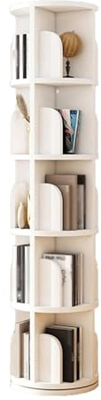 PZEOB 360 ° Floor Bookshelves 5 -Tier -Runde rotierender Bücherregal für Zuhause, Wohnzimmer, Büro, Schwenkbuchhandel für Studienzimmer