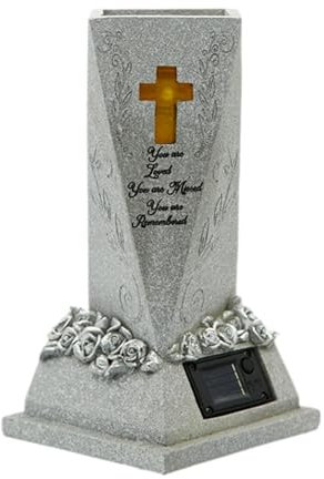 predolo Jarrón de Resina para Cementerio, Adorno para Tumba, jarrón conmemorativo para jardín o Cementerio.