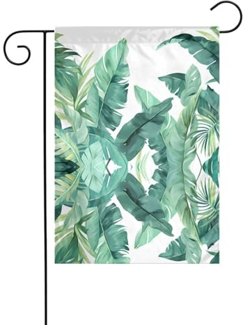 YYHWHJDE Motif feuilles de bananier tropicales - Mât de jardin - Décoration extérieure - Double face - 30,5 x 45,7 cm