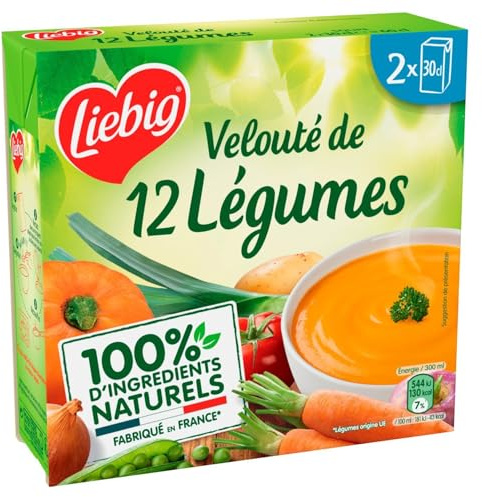 LIEBIG – Soupe Velouté Gourmande aux 12 Légumes, Texture Onctueuse et Riche en Saveurs (2x30 cL) - Le Lot De 4