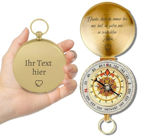 Personalisierter Kompass mit Textgravur, wasserdichter Leuchtkompass, Wanderfreunde beiderlei Geschlechts
