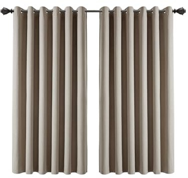 INSPIRE HOMEWARE Blackout Curtains for Bedroom 46x54 Linen Curtains Super Soft & Energy Saving Thermal Insulated Eyelet Curtain Mink 2 panels with Matching Tiebacks