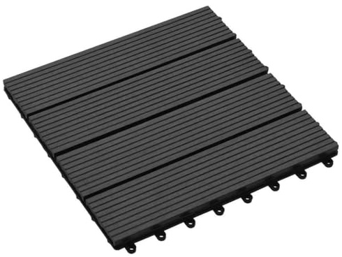 INLIFE Carreau de terrasse 11 pcs WPC 30 x 30 cm 1 m² Noir-45023