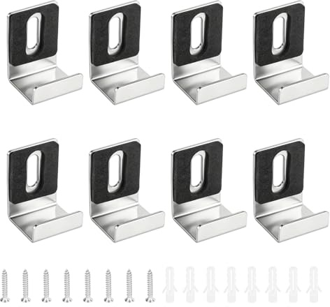 Diakey 8 Stück robuste Spiegel-Clips zum Aufhängen, Spiegelaufhängerhalter, rahmenlose Wandhalterung, Hardware für Bilderrahmen, Werbetafel, Silber