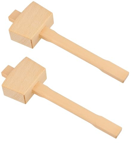 UNGFEI 2 Pack Beechwood Carpenter's Mallet, 100mm Wooden Hammer with Handle for Woodworking, Chisels, Joining, 32cm Length