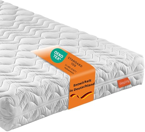 sleepling Matratze 140x200 cm, 7-Zonen Kaltschaummatratze, Wendematratze mit 2 Härtegrade H2/H3, Höhe 21 cm, Made in EU, Waschbar, Oeko-Tex, Wendegriffe, Mattress Comfort 500 Duo