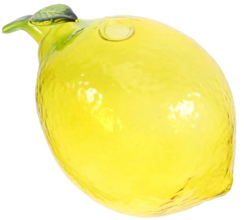 POPETPOP Lemon Shaped Glass Vase Small Fruit Inspired Centerpiece Decorative Vase for Home Office Farmhouse Kitchen Table Décor