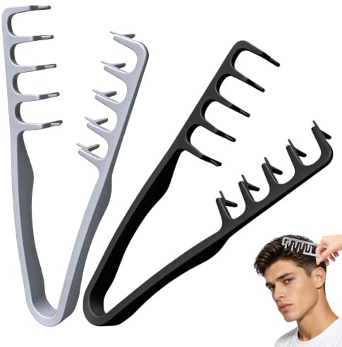 Sularpek 2 Piezas Peine Texturizador Hombre, Peine de Textura, Peine pelo Rizado, Peine Hombre para Dar Volumen A Las Raíces y Flequillo, Peinado Rápido para Textura y Cuerpo, Hombres y Mujeres
