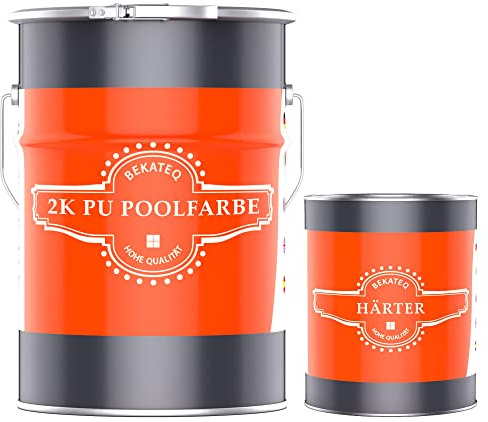 BEKATEQ 2K PU Lack Poolfarbe 2,5 kg, weiß I Glänzende Schwimmbadfarbe für Poolbecken aus GFK, Polyester, Beton, Stahl, Fliesen I PU-Harz Basis, Schwimmbeckenfarbe, Poolbeschichtung LS-405