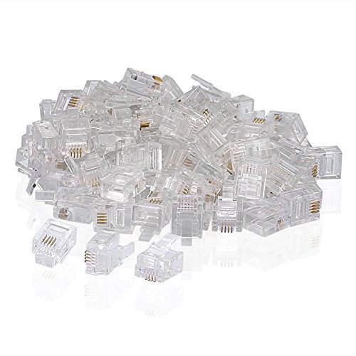 SIENOC 100 PCS RJ11 Plug 6P4C Téléphone Téléphone Modulaire Connecteur Connecteur Crimp