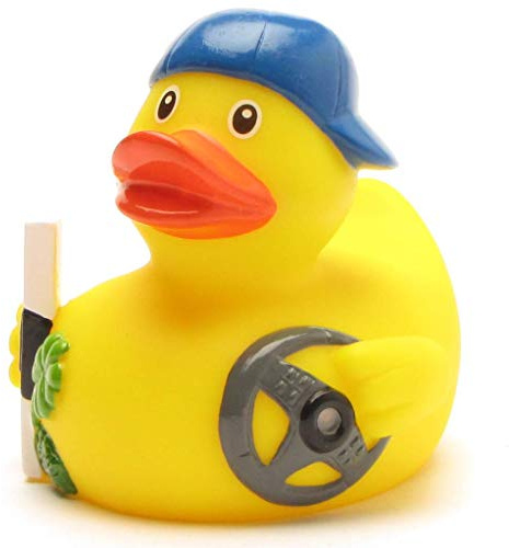 Duckshop I Badeente Fahranfänger I Quietscheentchen I L: 8 cm I Quietscheente I Geschenk für Fahrschüler I Präsent zur bestandenen Prüfung