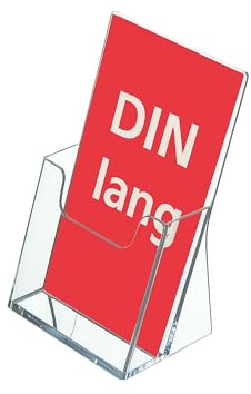 ogoPLUS 10 Stück Prospektständer DIN lang Hochformat/Prospekthalter Flyer-Ständer Werbung Aufsteller Tisch-Prospektständer/Prospektbox/Werbung, glasklar