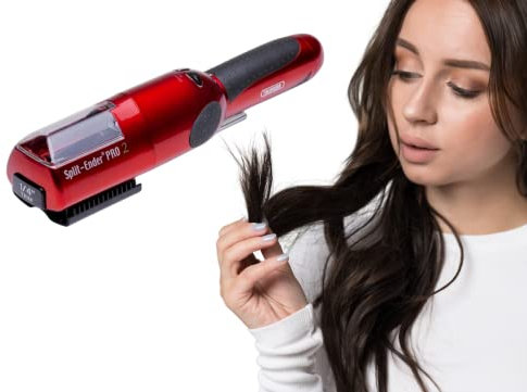 Split Ender Pro 2 Outil de casse des cheveux Coupe les pointes fourchues Remover Tondeuses à cheveux pour le traitement de réparation des pointes fourchues cassantes endommagées à sec - Rouge