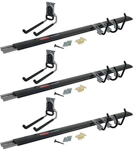 Rubbermaid FastTrack Garage Organization 5 Piece All in One Rail and Hook Kit Storage System (3 Pack)