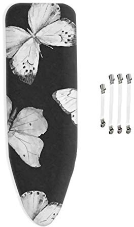 tqwspad Housse Table à Repasser Résistante à la Chaleur, 100% Coton, avec 4 Clips, Universelle, (120-125) x (40-45) cm, Papillon