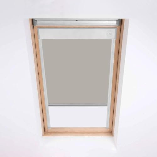Dachfensterrollos für VELUX Dachfenster - Verdunkelungsrollo - Silberner Aluminiumrahmen (306, Hellgrau)