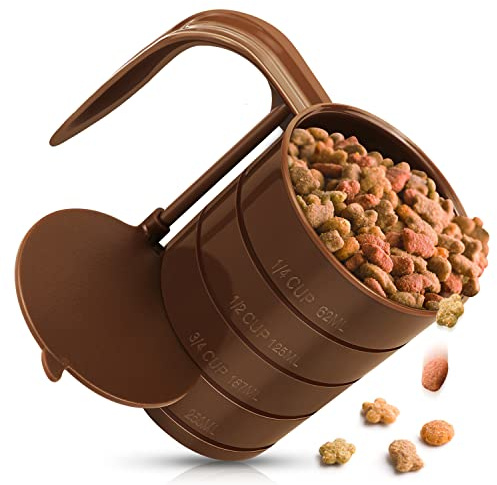 Pelle à nourriture pour animaux de compagnie, tasses à nourriture pour chien, pelle à nourriture en plastique avec lignes de mesure, (comprend 1 C, 3/4 C, 1/2 C, 1/4 C), tasses à mesurer pour