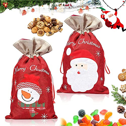 Geschenkesack für WeihnachtenWeihnachten Geschenkbeutel, 2PCS Nikolausbeutel, Weihnachtssack Geschenksack, Weihnachtsmannsack mit Kordelzug, Nikolaussack Gabensack, Christmas Sack Weihnachtssäckchen