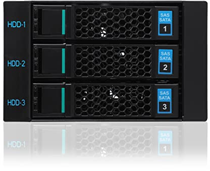 RackChoice Boîtier de disque dur interne 3 x 2,5/3,5 SATA/SAS Backplane 6 Gbit/s HDD Hotswap dans 2 baies externes de 5,25