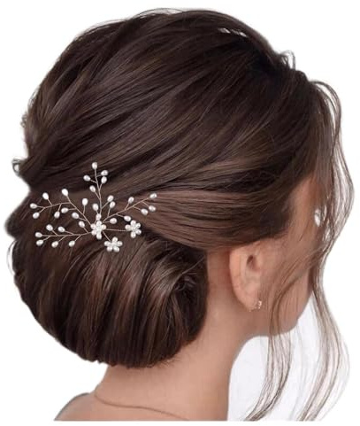 Allereya Perle Hochzeit Haarnadeln Blume Haarspange Gold Braut Kopfschmuck Dekorative Kopfbedeckung Haarschmuck für Frauen und Mädchen (Gold)