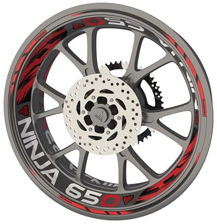 Felgenband für Motorrad Kawasaki Ninja 650 Premium Qualität (Aufkleber für 2 Räder) (Rot)