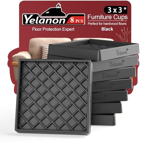 Furniture Coasters -8 Pcs 3” Non Slip Furniture Pads Hardwoods Floors - Furniture Caster Cups - Non Skid Furniture Grippers, Rubber Furniture Feet, Anti Slide Floor Protector for Bed Couch Stoppers