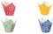Demmler Juego de envolturas para muffins, color rojo, mango, jade, azul con adornos blancos. Dimensiones: 5 x 5 x 9 cm. Total de 96 unidades. Fabricado en Alemania