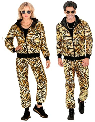 W WIDMANN MILANO Party Fashion - Kostüm Trainingsanzug | Jacke und Hose, 80er Jahre Outfit im Animal Print, Jogginganzug für Karneval & Mottoparty