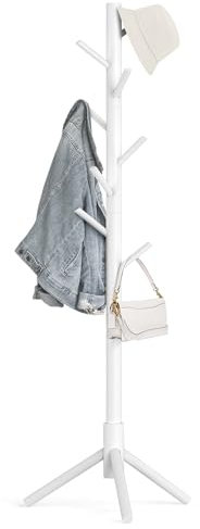 Kasunpul Garderobenständer, Kleiderständer aus Massivholz 8 Haken, 3 Verstellbare Höhen, für Kleidung, Hut, Wohnzimmer, Schlafzimmer, Büro, Flur (Weiß)…