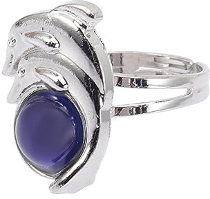 CHILDWEET Farbwechsel Stimmungsring Delfin Offener Verstellbarer Ring Damen Herren Legierung Acryl Temperatursensor Schmuck Geschenk
