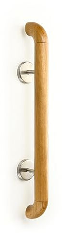 Garderobia Holz-Haltegriff-Set mit Abschlussbögen und Haltern (Eiche, 80cm) - für Senioren, Schwangere und körperlich beeinträchtigte Personen