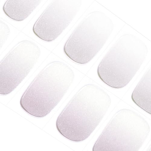 DANNI & TONI Halb ausgehärtete Gel Nagelfolien (Marshmallow Ombre) Grau Abstufung Silber Glänzend schimmern uv Gel Nagelfolie Nagelsticker Nageldesign Nagelfolie Selbstklebend Wraps 28 Aufkleber