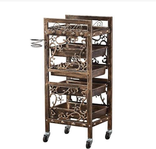 Friseurwagen Salon Trolley Rollwagen mit 4 Schubladen, Vintage Friseur Spa Cart Lagerwagen mit Rädern, Metall Utility Cart Servierwagen, Indoor/Outdoor-Möbel (B)