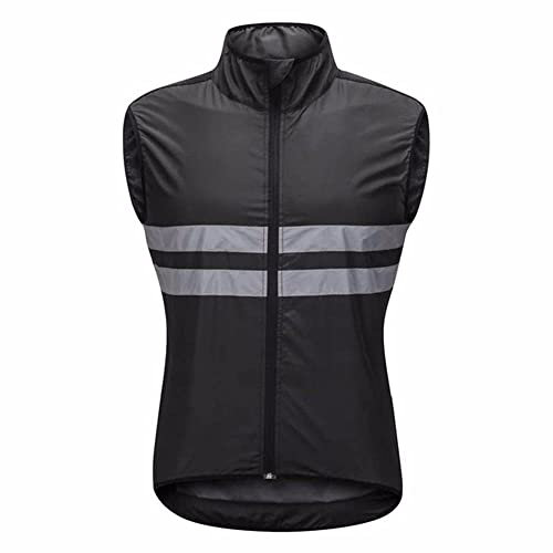 SMTSEC Fahrradweste Herren Damen Reflektierend Winddicht Windstopper Laufweste Wasserdicht Atmungsaktiv MTB Warnweste Fahrrad Ärmellose Weste Jacke Radweste Leicht Softshellweste Sportweste,Black-XL